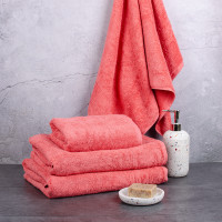 Рушник махровий Aisha 70х140 Рис Ефект Кораловий