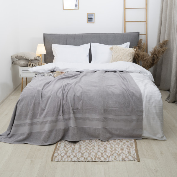 Простирадло махрове Aisha 200х220 Сірий