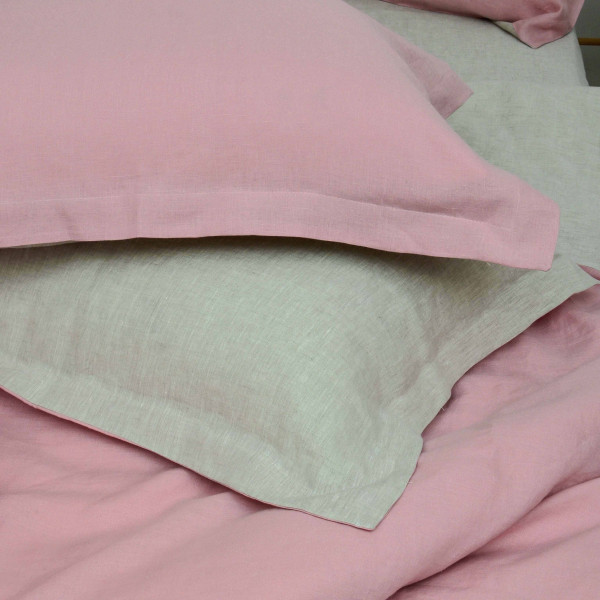 Комплект постельного белья Вилюта Евро Лён Серо-розовый